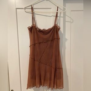 Urban Outfitters brown checkered swirl dress